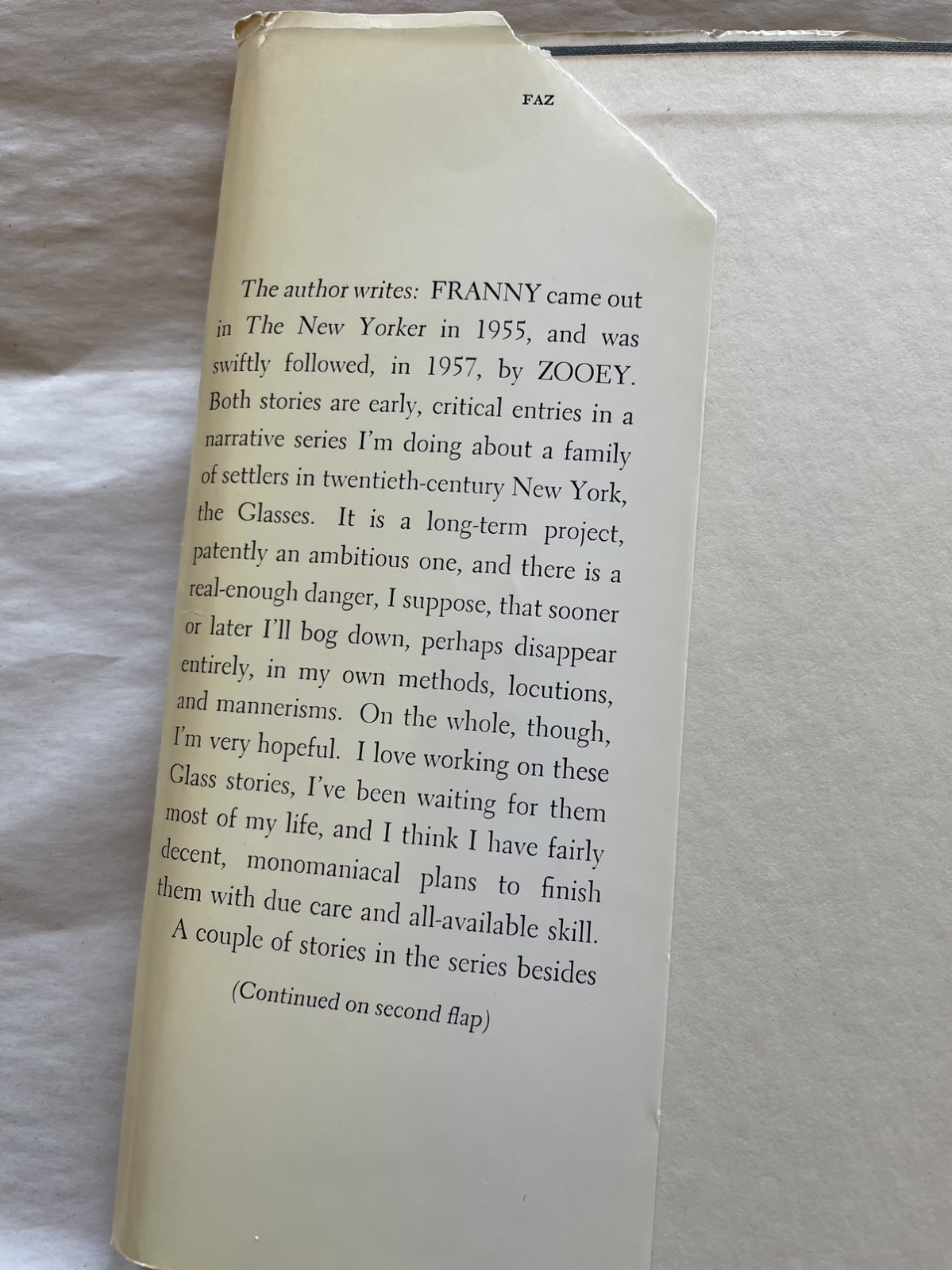 Franny and Zooey SALINGER Little Brown 1961 1st edition 1ST PRINTING inscribed