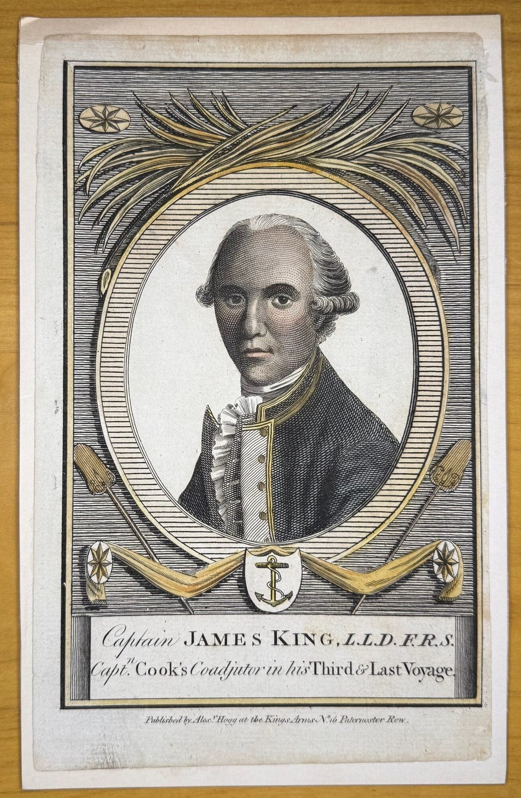 B Thornton / Captain Cook Hand-colored Steel Engraved Portrait of Captain James