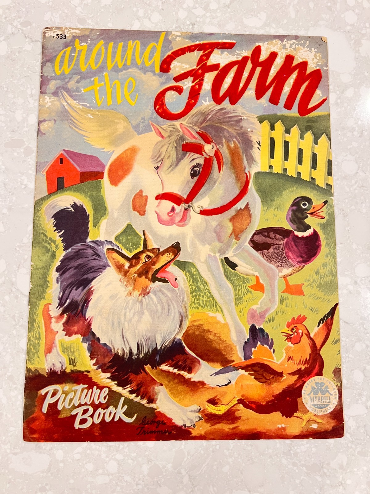 Large Around the Farm Picture Book by George Trimmer, 1946 Merrell Publ.