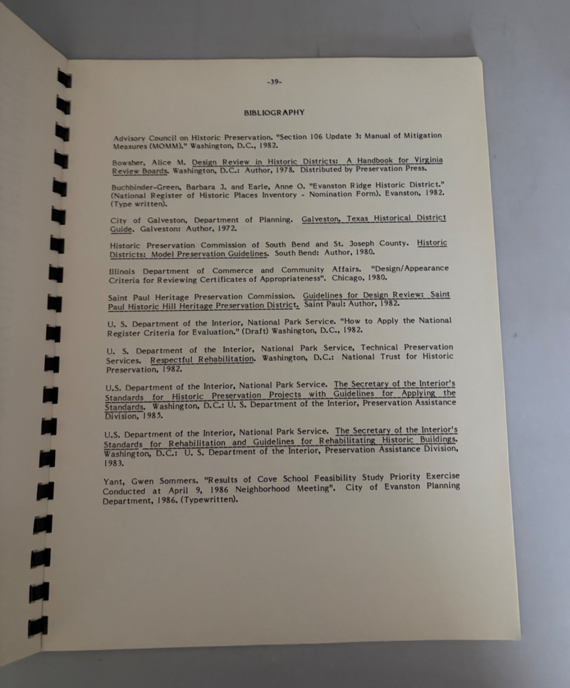 Feasibility Study for Historic Preservation of Wilson Estate. Evanston, Illinois