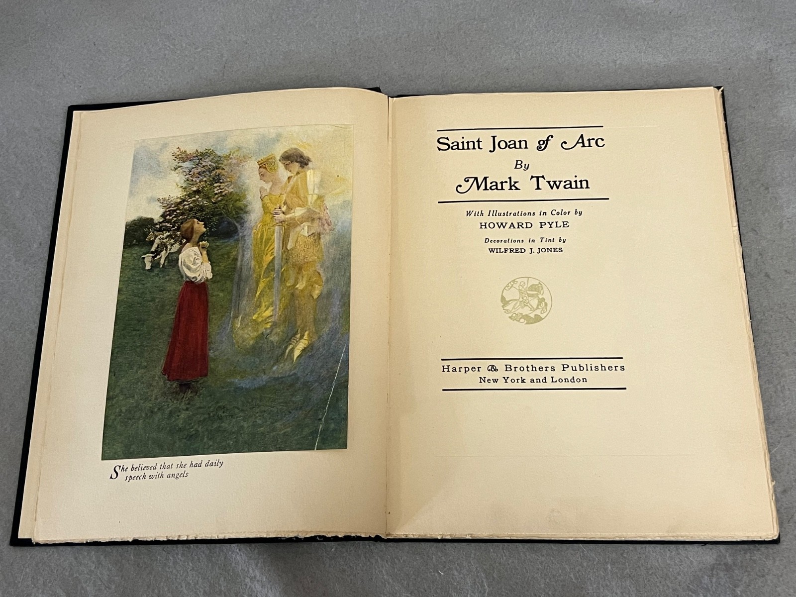 Antique Mark Twain Book Saint Joan of Arc Howard Pyle Illustrated 1st Ed. 1919