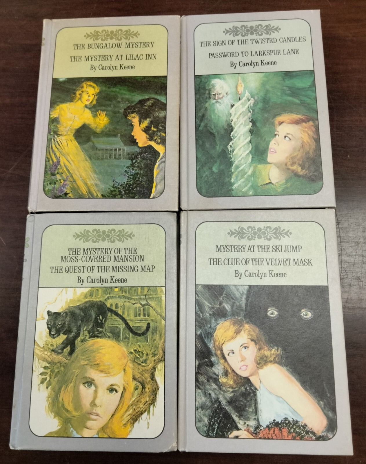 Nancy Drew Twin Thrillers 4 Lot (8 Storiers) Moss-Covered Mansion, Ski Jump …