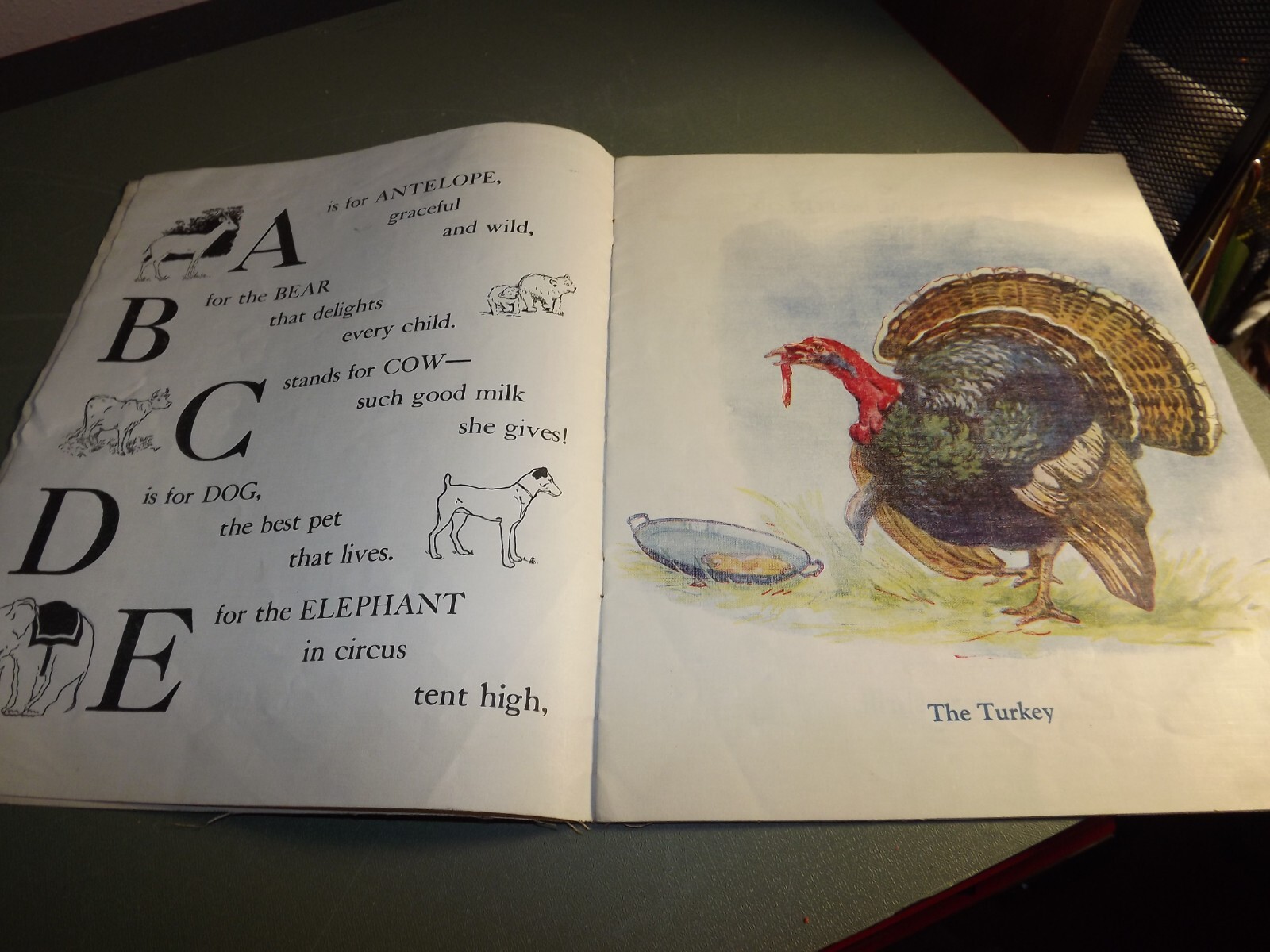 1927 Saalfield Pub Co Linen Book; My ABC of Animals #55