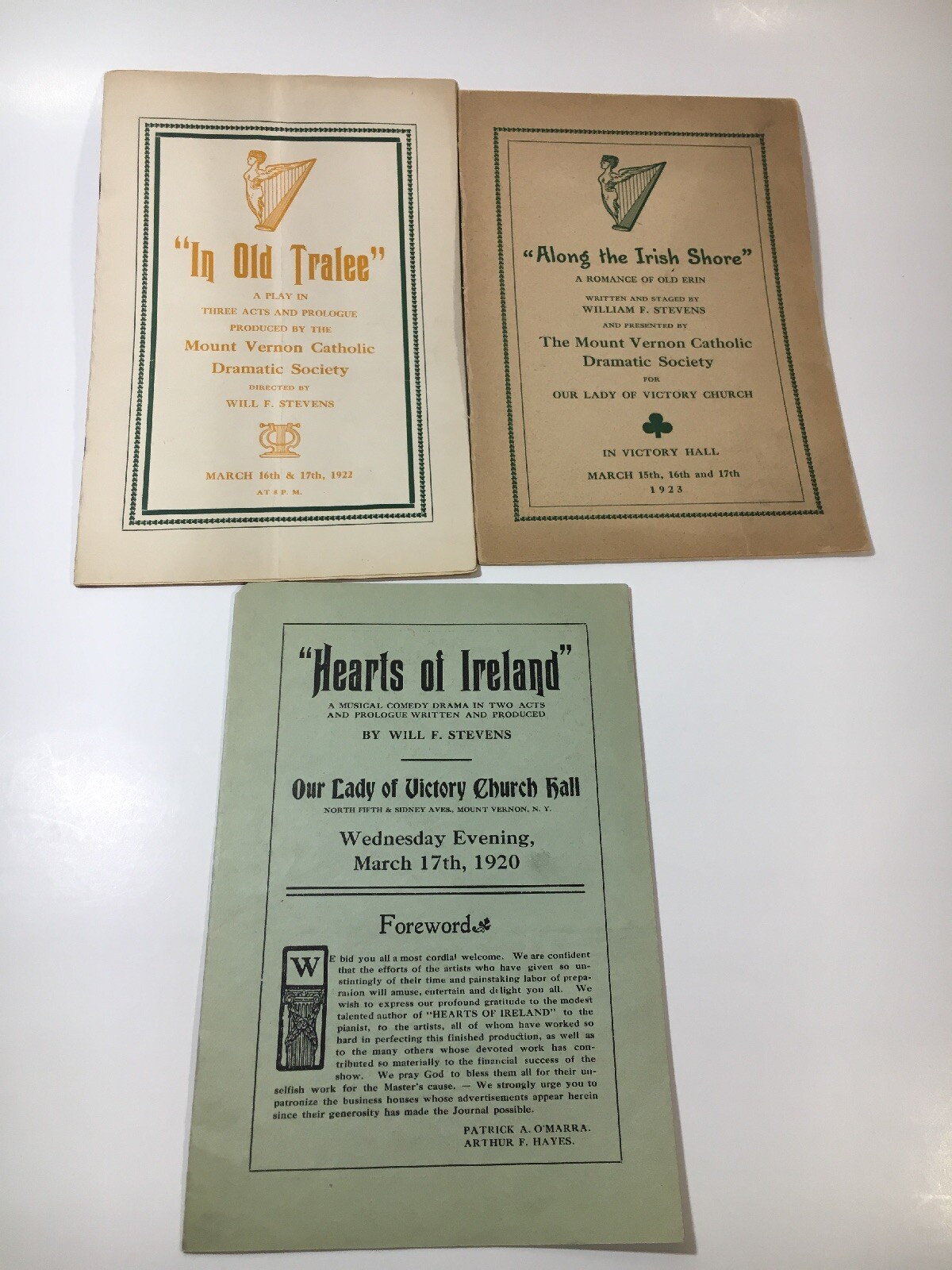 Mount Vernon Catholic Dramatic Society Play Programs (3) 1920-1923