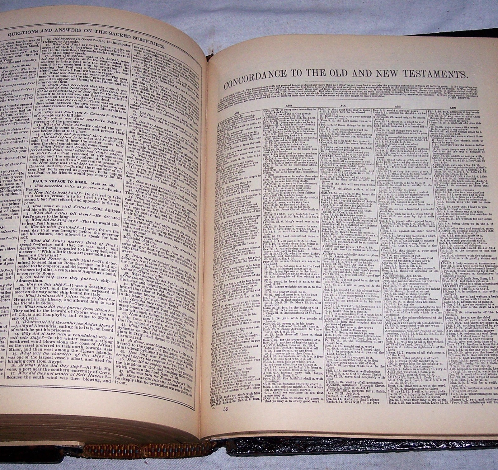 1896 Antique Clasp Family Bible Apocrypha Concordance Dictionary Psalms #30