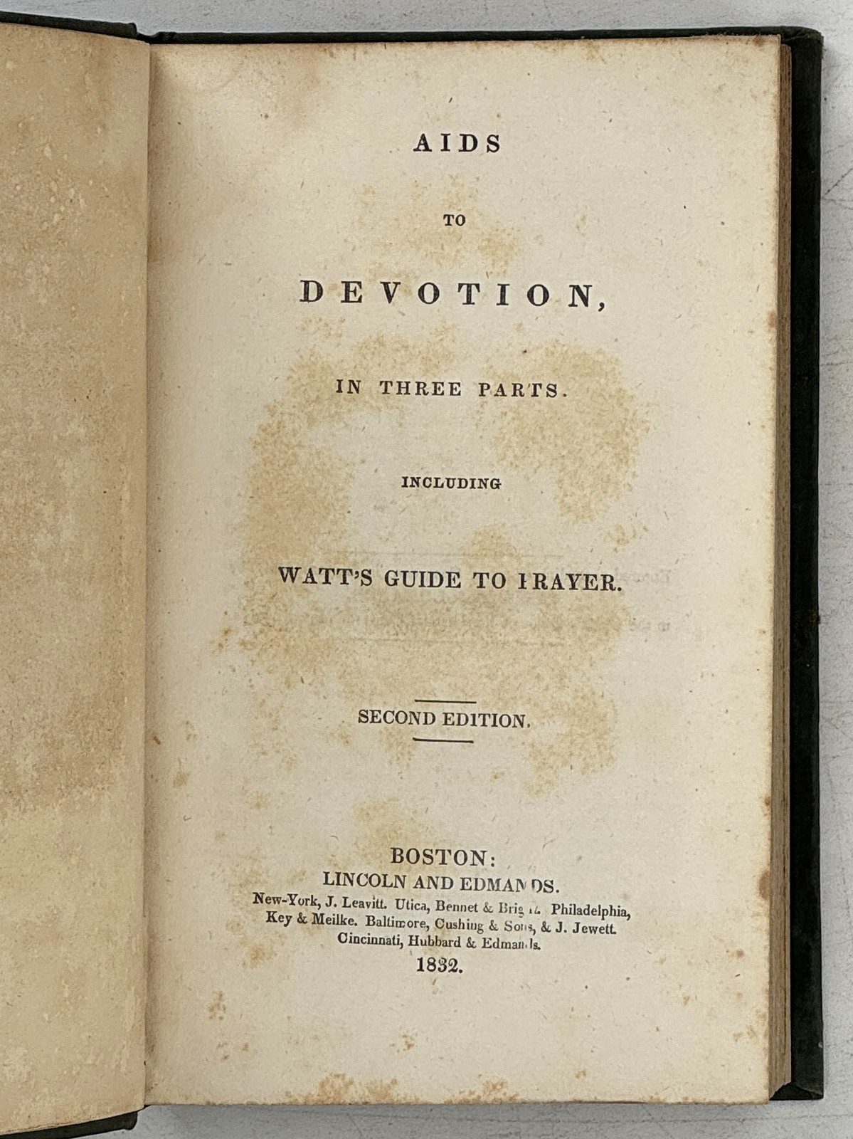 1832 Aids to Devotion, in Three Parts. Including Watt’s Guide to Prayer.