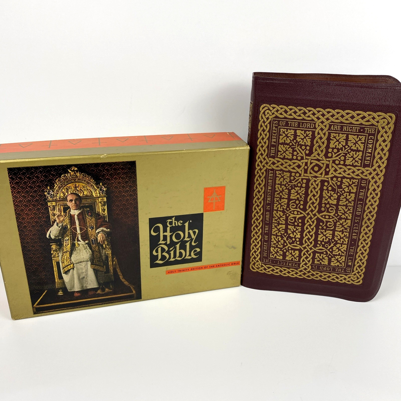 Holy Bible Holy Trinity Edition of the Catholic Bible Leather 1951 Indexed W/Box