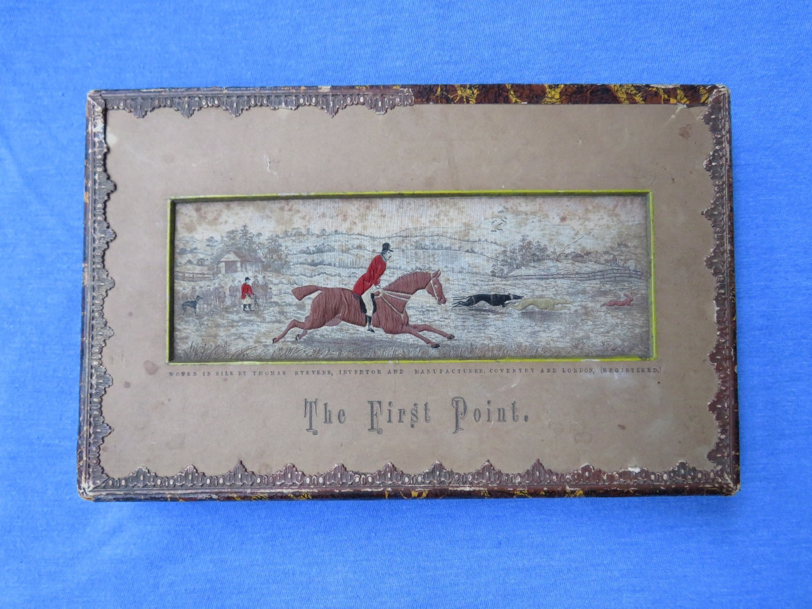 Antique Woven Thomas Stevens Silk Stevengraph The first Point paper box London
