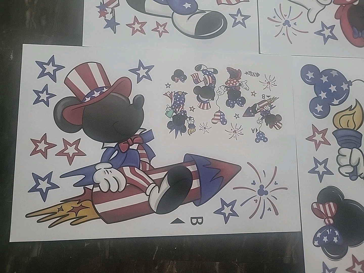 Static Window Clings Disney Mickey & Minnie Mouse July 4th Patriotic Set Of 4