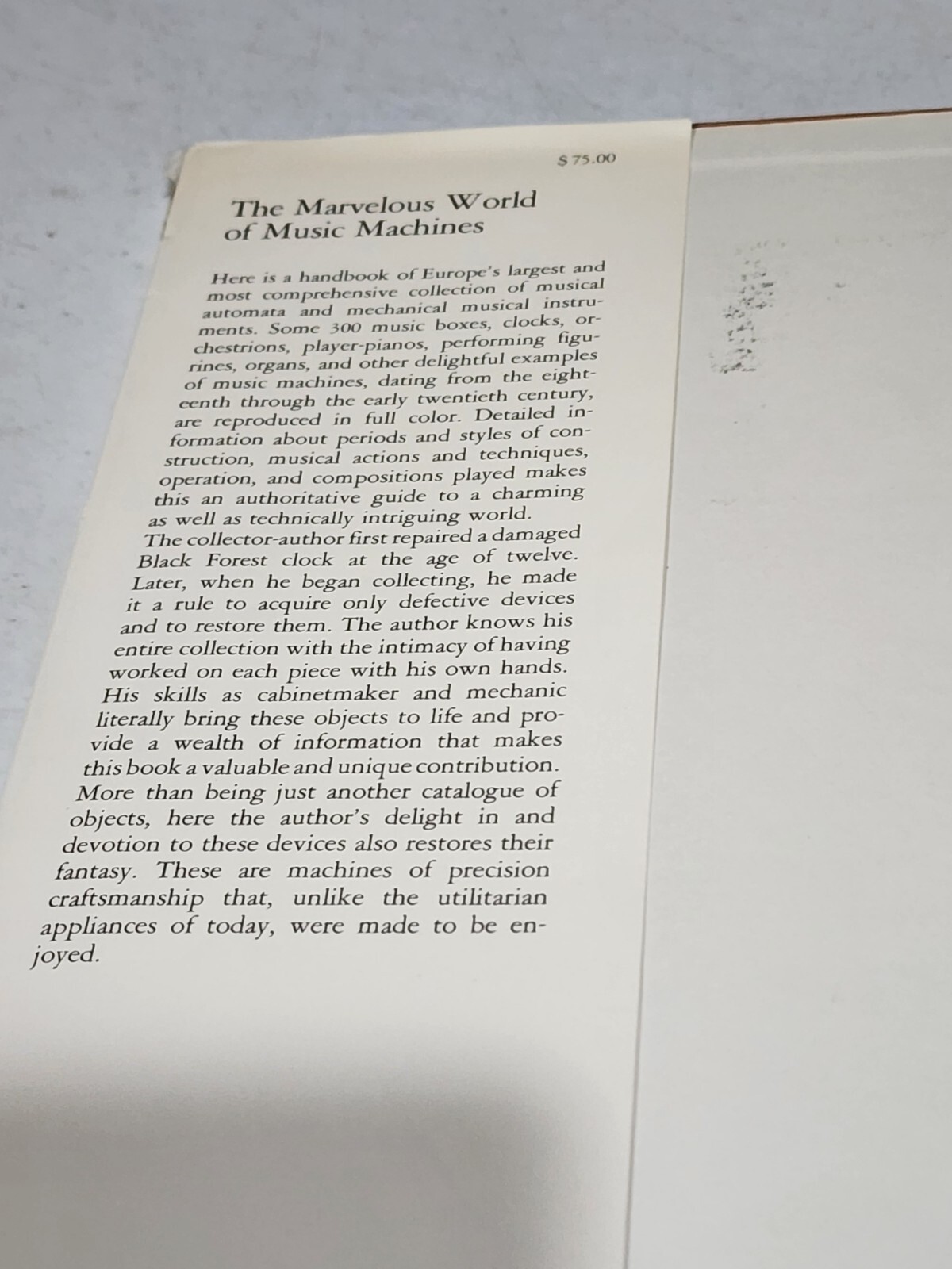 1976 – THE MARVELOUS WORLD OF MUSIC MACHINES – 1st Edition – HC VG