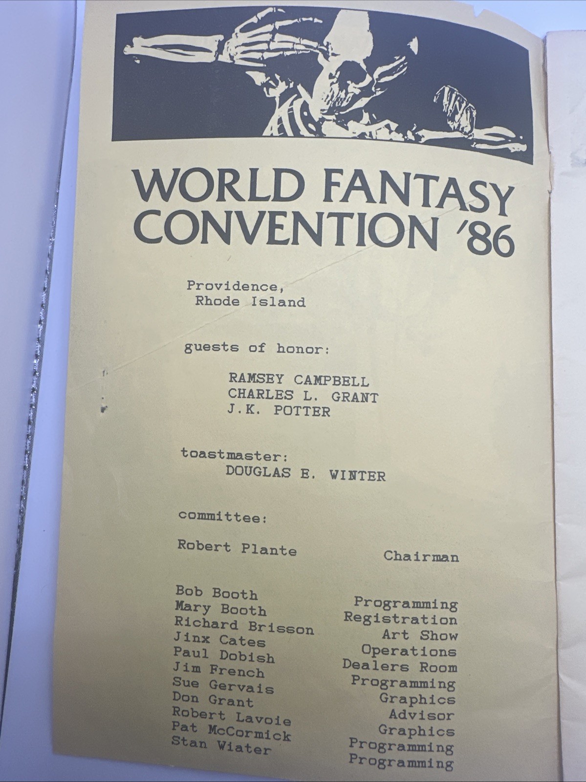 World Fantasy Convention 1986 Program Book Art Stories Bios WFC ’86 VTG