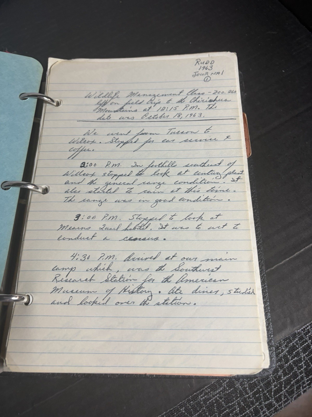 1963 Wildlife Management Field Notes Binder Zoo 260 Arizona Manuscript