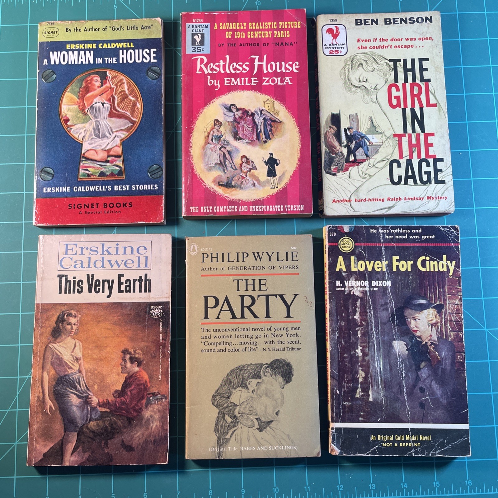 Vintage Erotica Sleaze Pulp PB Lot (8) Erskine Caldwell Emile Zola Philip Wylie