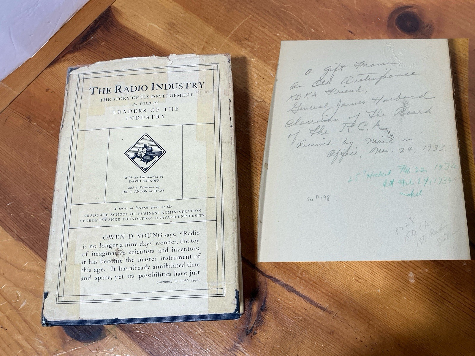 THE RADIO INDUSTRY 1928 1st Intro David Sarnoff, Gift From Chairman Of Board RCA