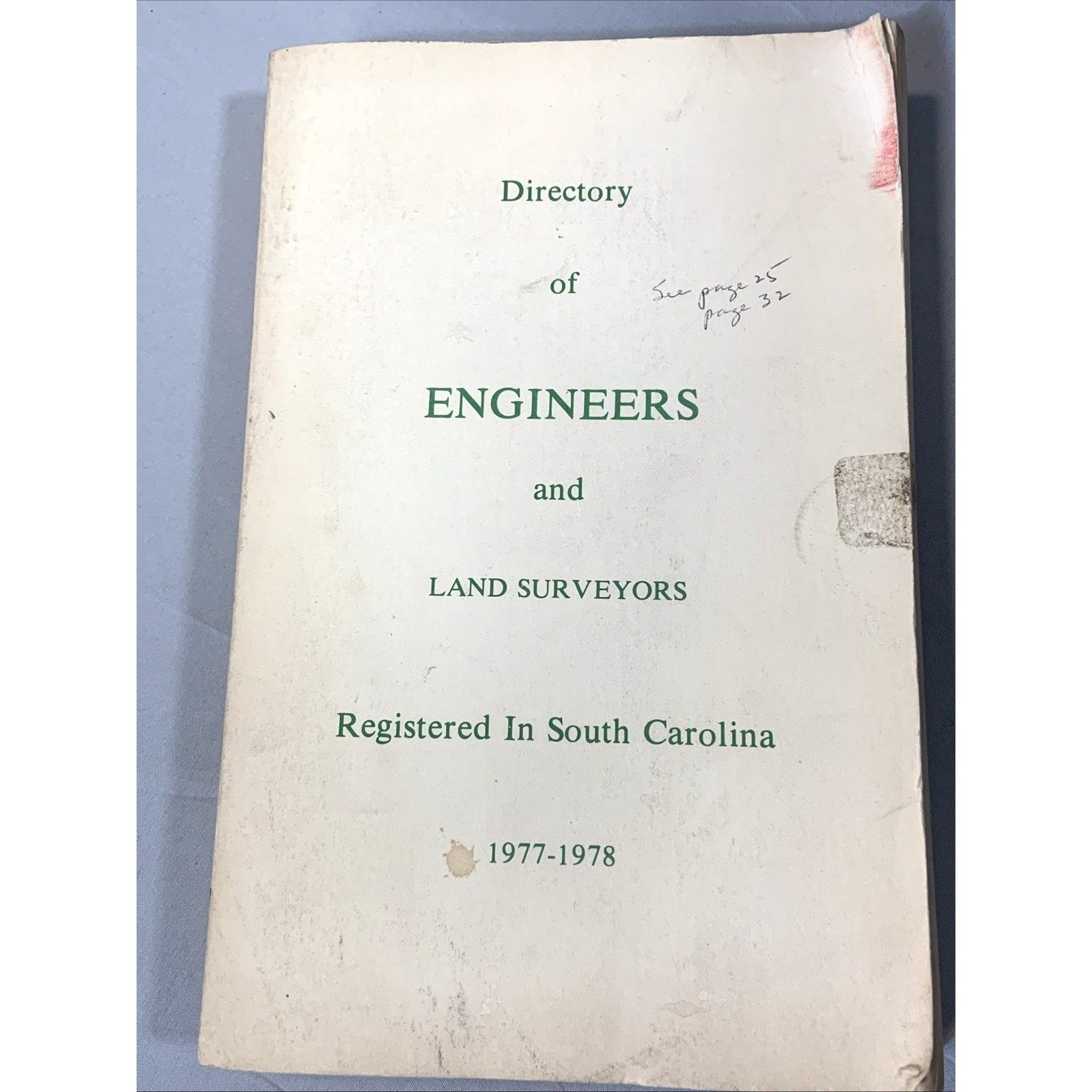 SC Engineers Land Surveyors Directory 1976 1977 1978 NSPE Vintage Genealogy Lot