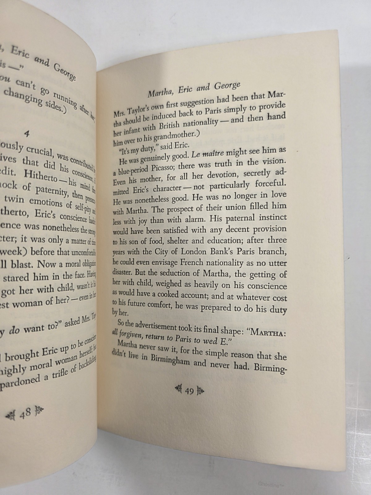 MARTHA, ERIC AND GEORGE Margery Sharp Little, Brown and Company 1st edition DJ