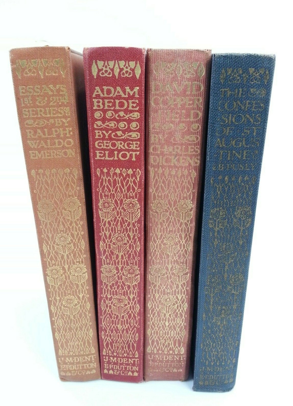 4 Antique Everyman Library Books St Augustine Copperfield Emersons Bede