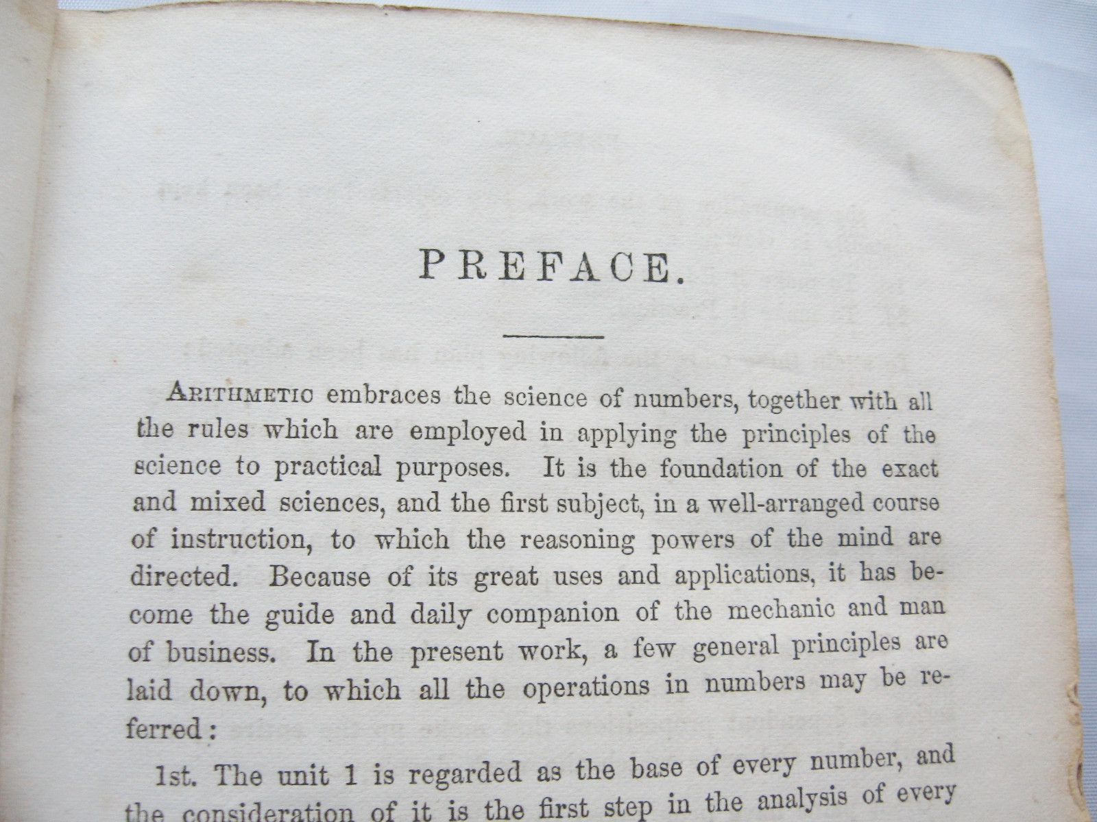 1864 Practical Arithmetic by Charles Davies, Leather Over Spine