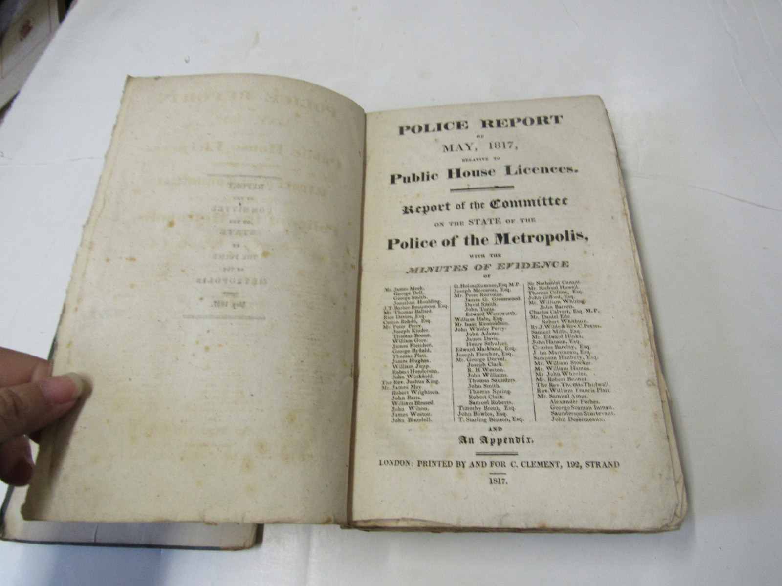 1817 Police Report of Metropolis, London, crime, Liquor Trade