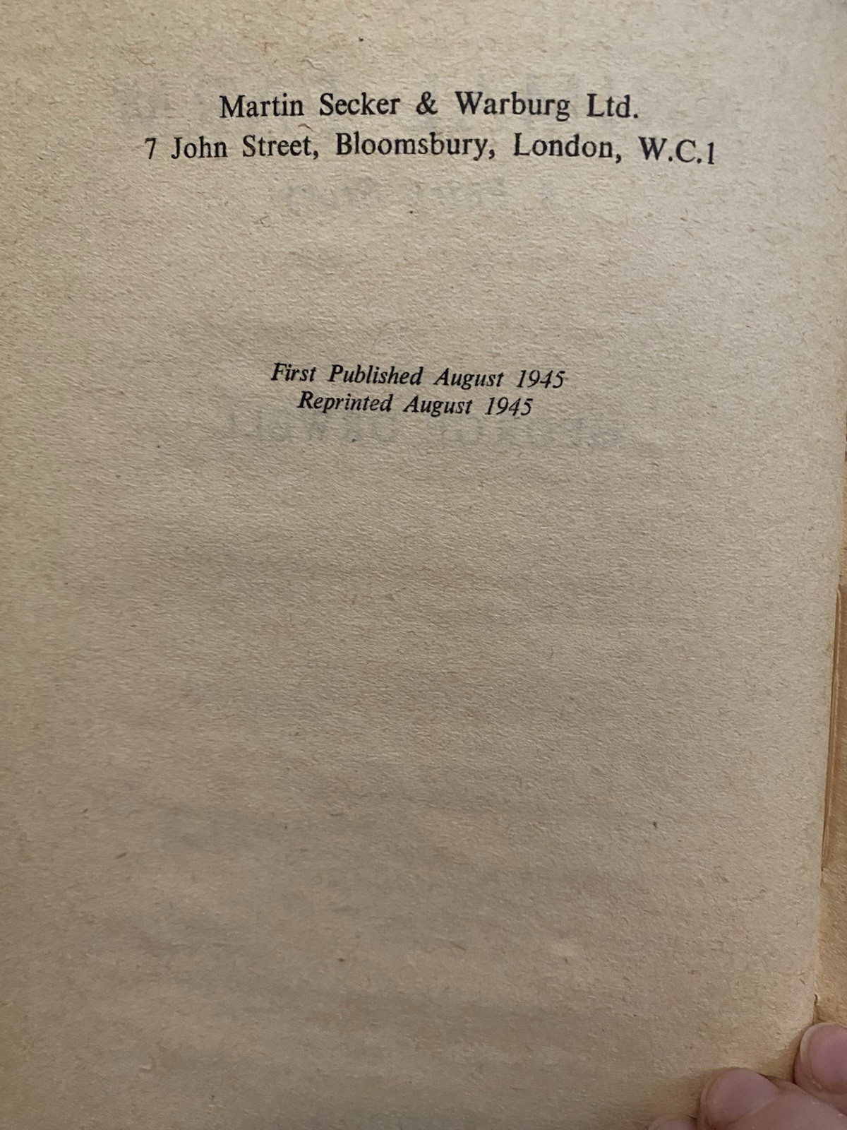 Animal Farm George Orwell Secker & Warburg 1945 Cloth Original London