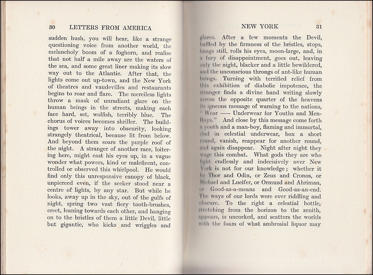 Rupert Brooke LETTERS FROM AMERICA Boston NEW YORK Niagara CANADA Indian ROCKIES