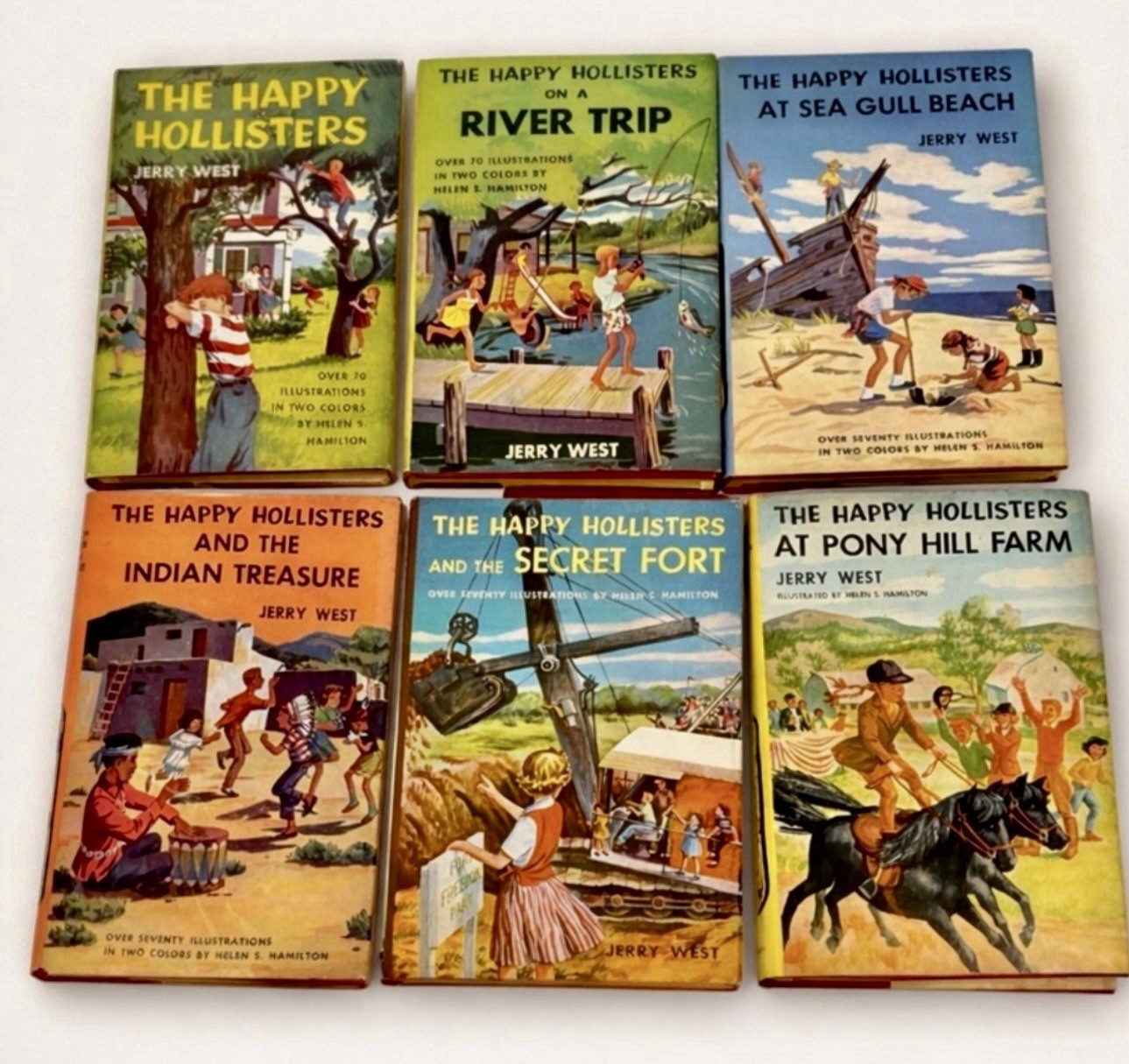 6 Vintage The Happy Hollisters Books Set Jerry West Hardcover w/ Dust Jackets