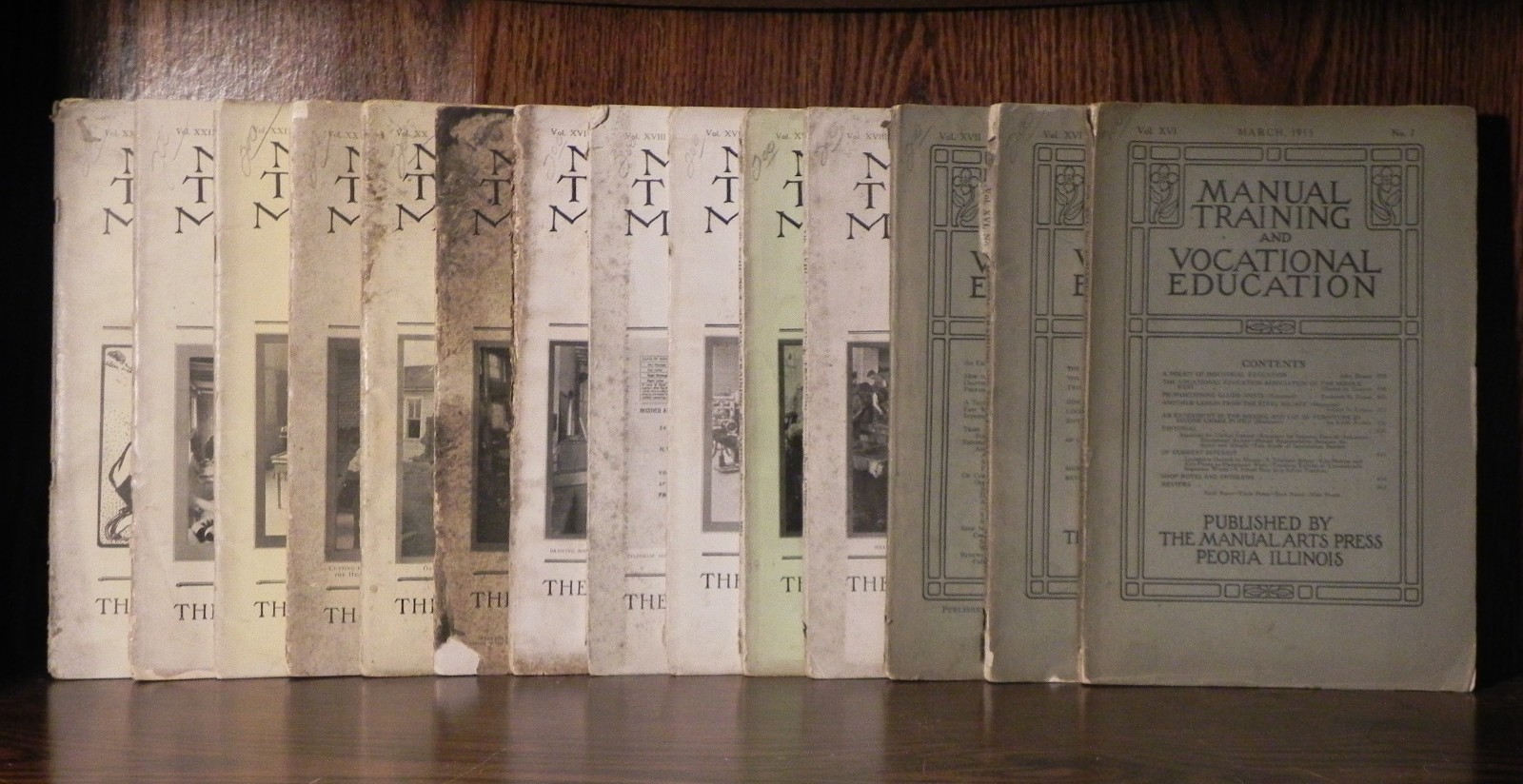 14 Manual Training Magazines 1915 – 1921 – Vocational Worker Antique Mag Set