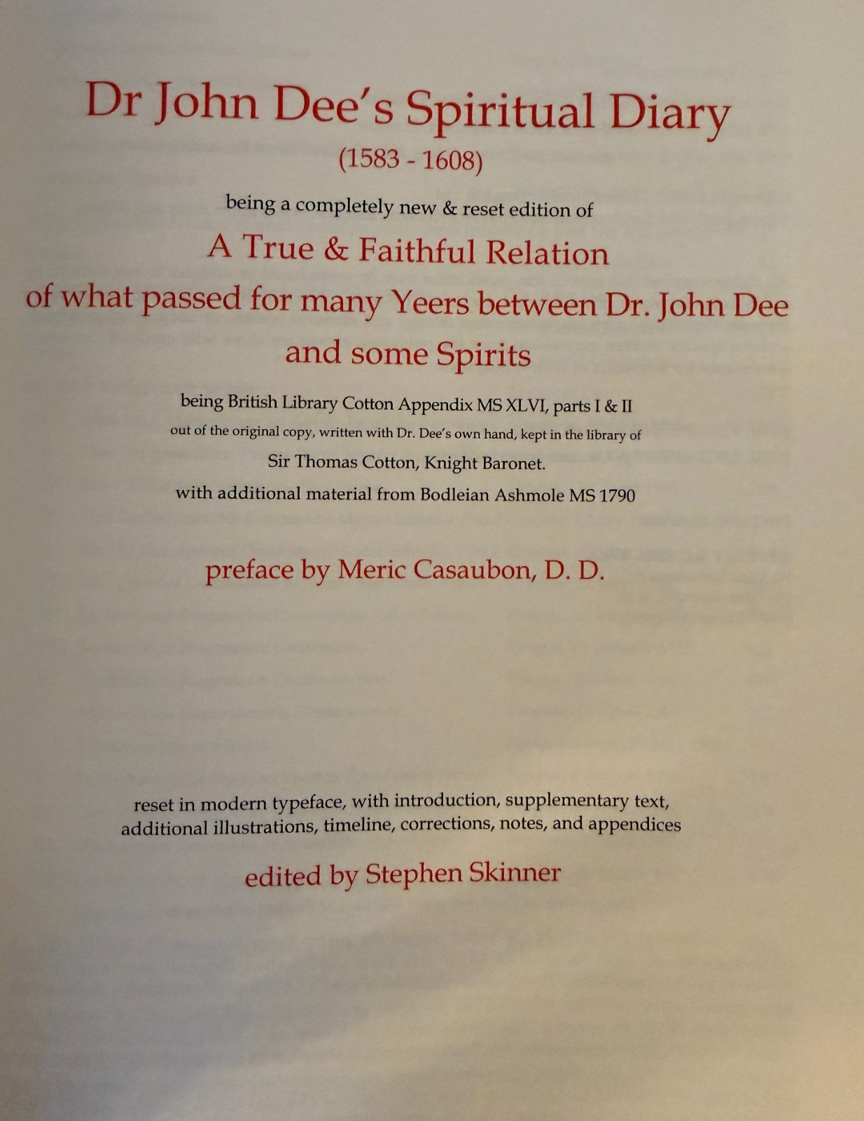 Dr John Dee’s Spiritual Diaries