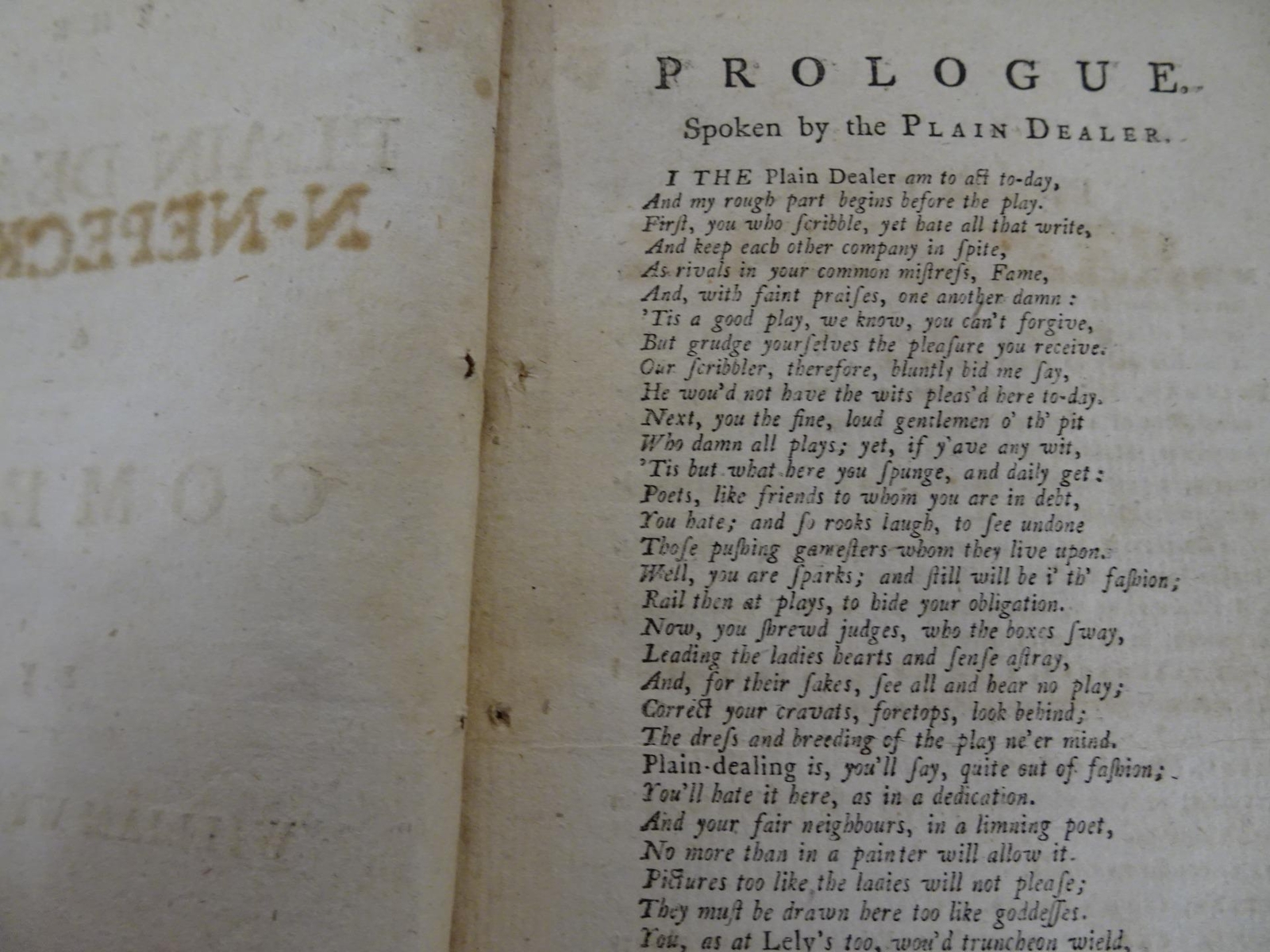 The Plain Dealer A Comedy 1768 William Wycherley N Nepecker