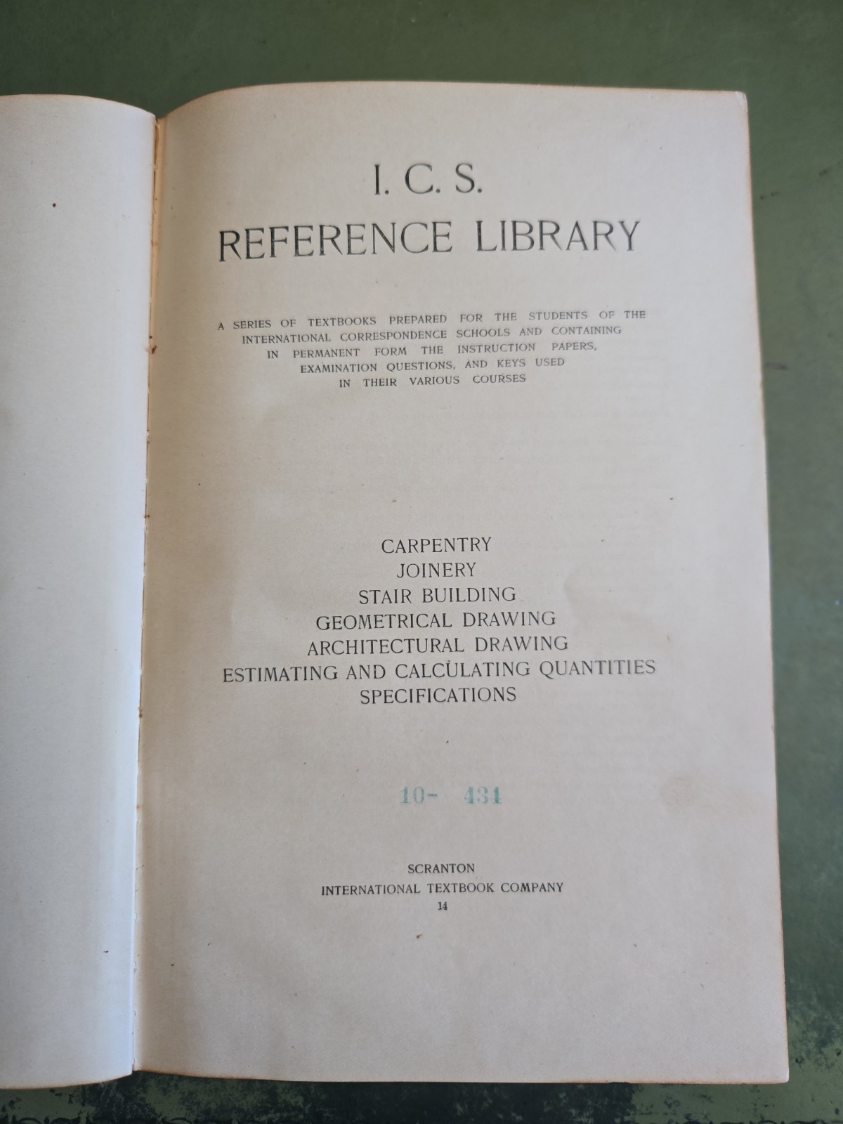 1904 I.C.S. Reference Library Book Carpentry Joinery Architectural Hardcover