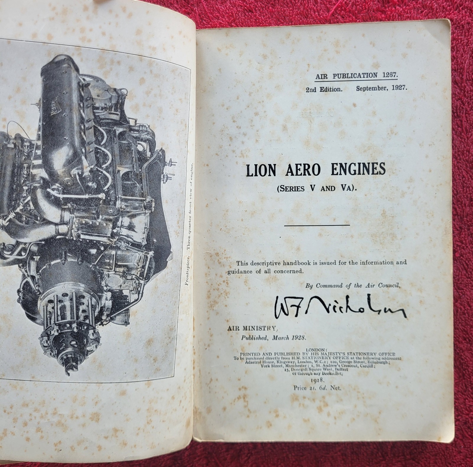 LION AERO ENGINE W. F. Nicholason 1928 Air Ministry NAPIER – RAILTON CAR ENGINE