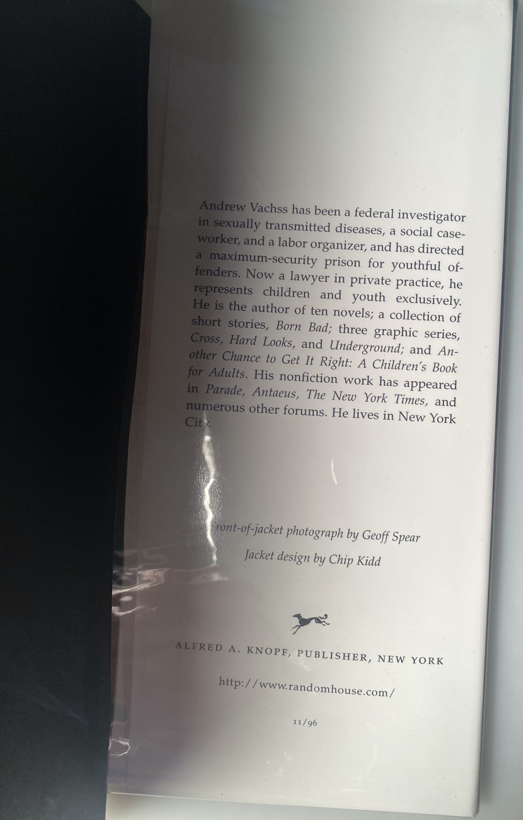 Signed First edition FALSE ALLEGATIONS Andrew Vachss A Burke Mystery Novel 1996