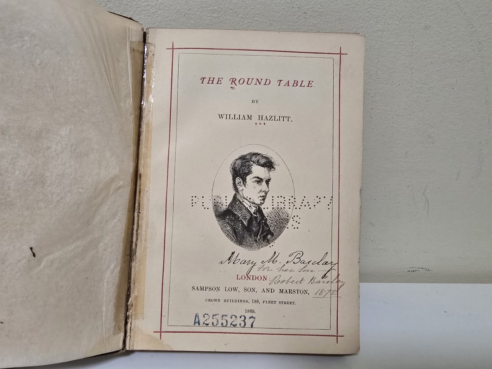 The Round Table (William Hazlitt – 1869 Leather Hardback