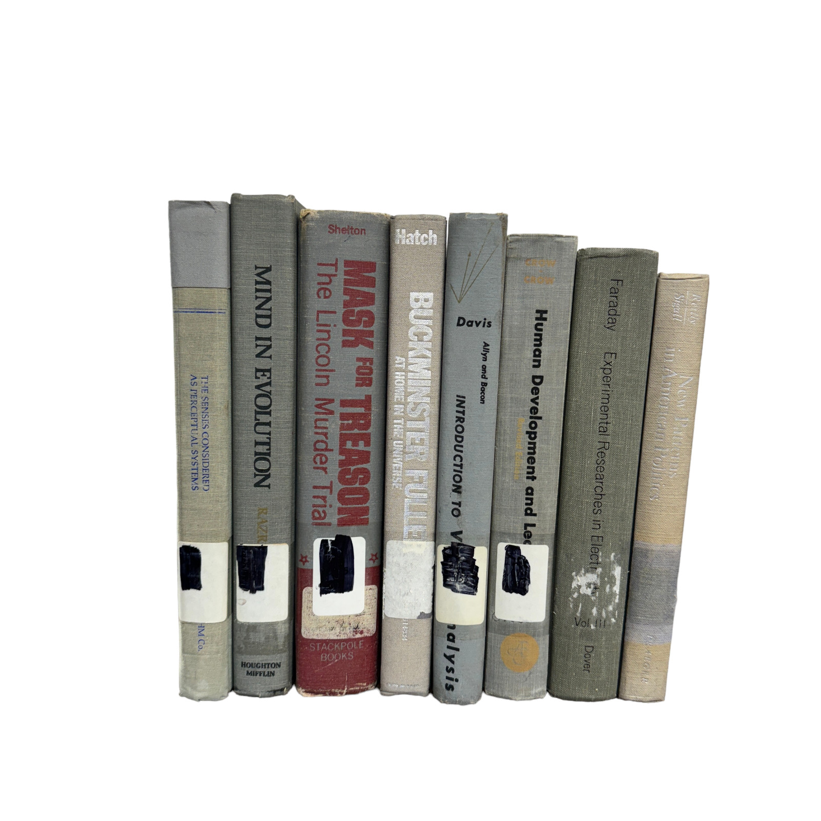 8 Grey Cream Beige Old Vintage Antique Hardcover books Staging or Decoration