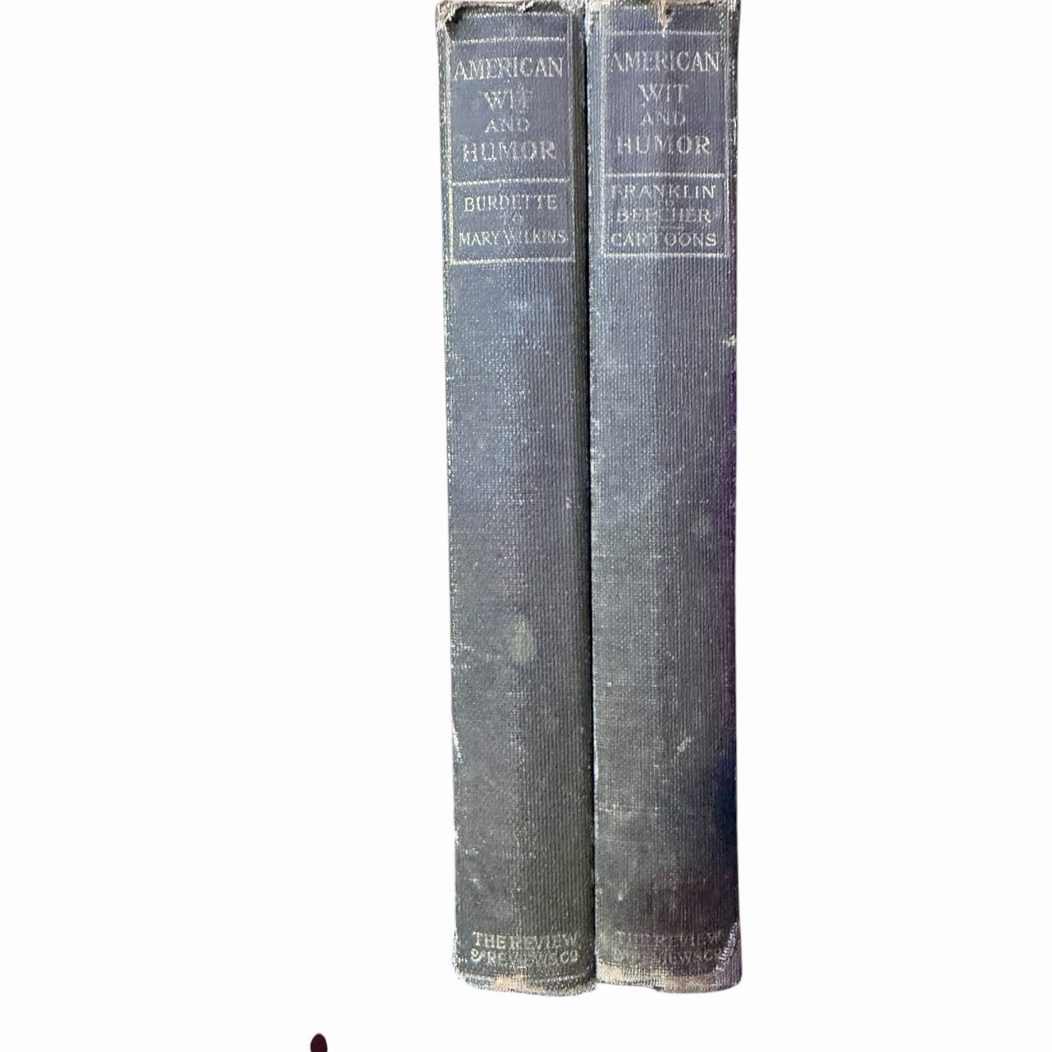 Lot Of 2 Vintage American Wit and Humor Green Hardcover Books 1907 Antique