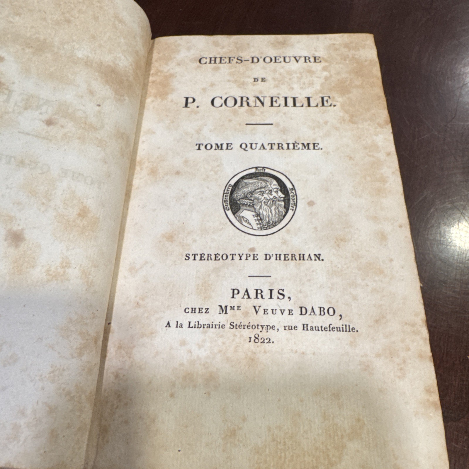 3 Antique 1822 Volumes-Chef-D’Oeuvres de P. Corneille Stereotype D’ Herhan