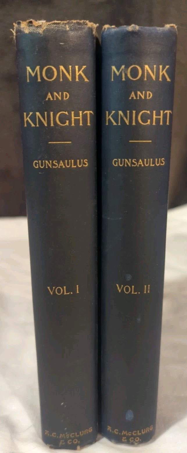 1893 2 Vol. Set MONK AND KNIGHT – An Historical Study Frank Gunsaulus Antique