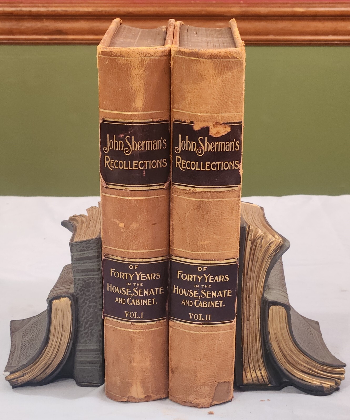 John Sherman’s Recollections of Forty Years in the House and Senate. Leather.