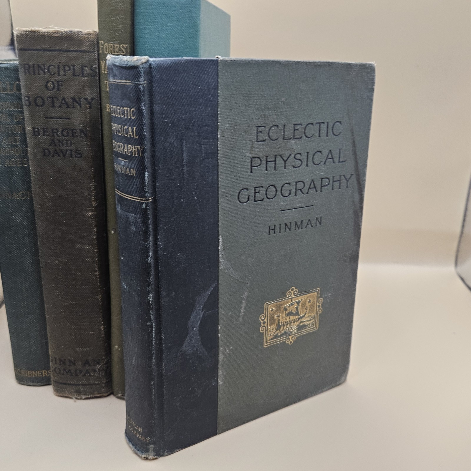 Nice Lot Of 10 Vintage Textbooks Green Cloth Hardcovers Botany Geography