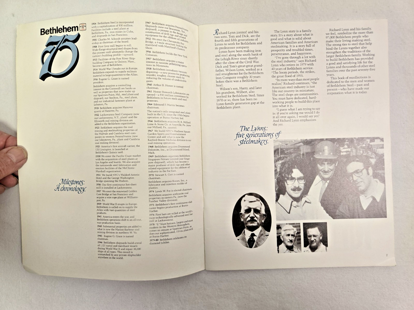„Recollections“ Celebrating 75 Years Of Bethlehem Steel 1904-80 32 Pages N Mint