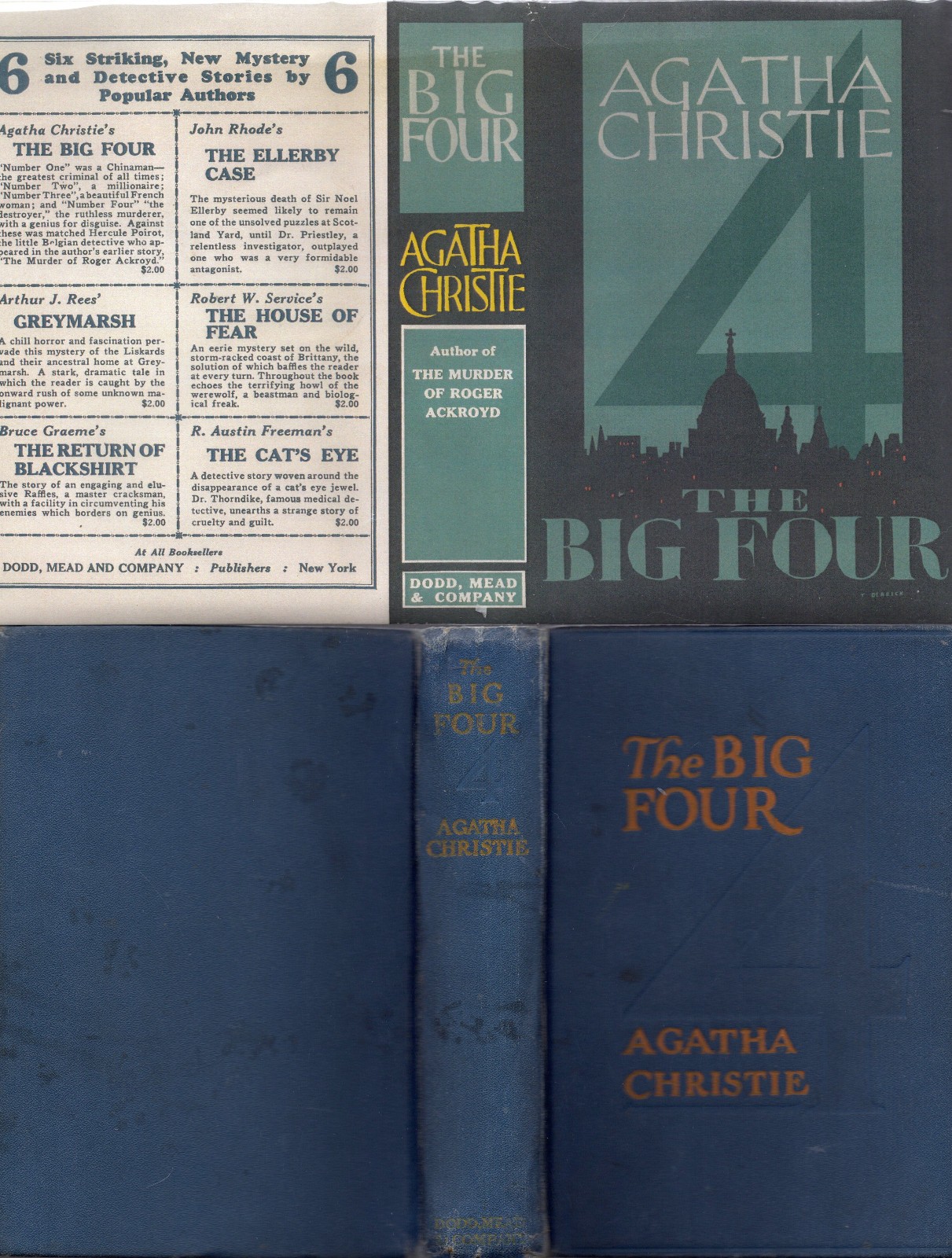 AGATHA CHRISTIE – THE BIG FOUR – RARE DODD MEAD 1ST 1927 dj