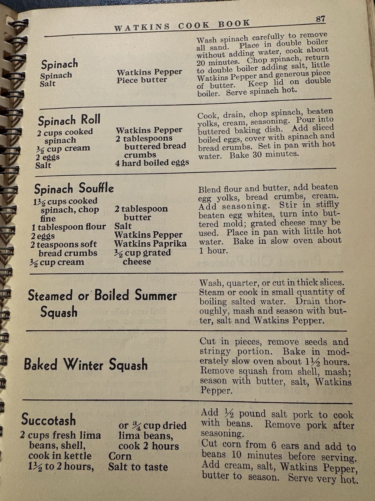 Watkins Cook Book by J.R. Watkins Co. Vintage 1945 USA distressed recipes rare