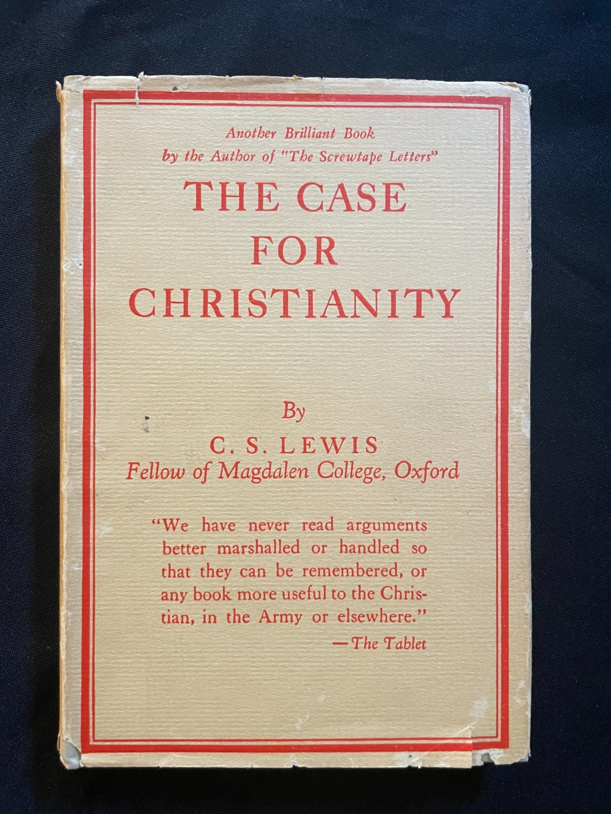 C.S. Lewis „The Case For Christianity“ (Hardcover) DJ – 1944 US Second Printing