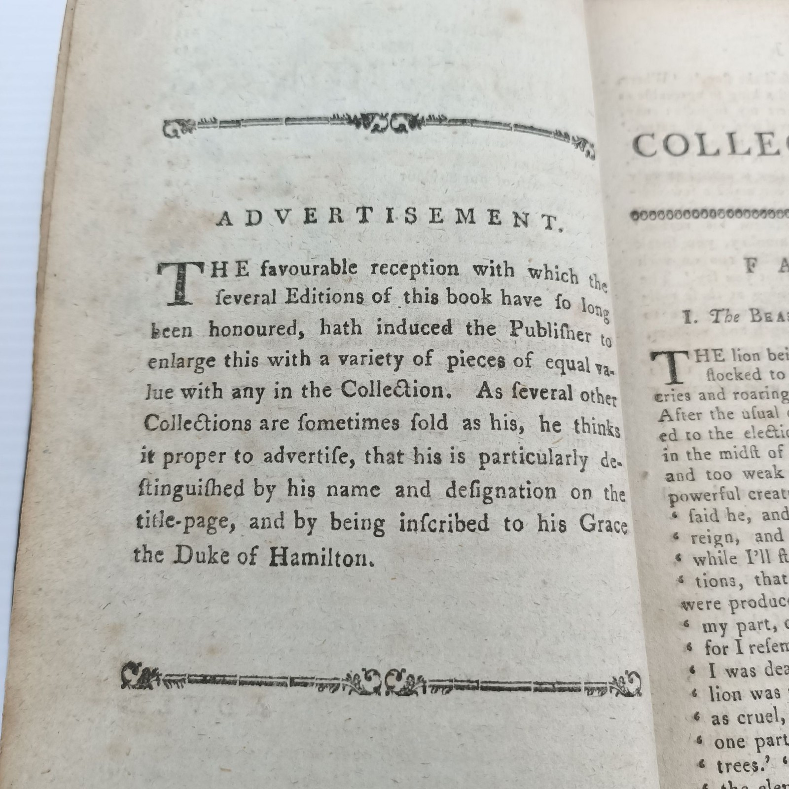 Antique Leather Bound Book Collection Fables Poems 18th Century Foxing Wear