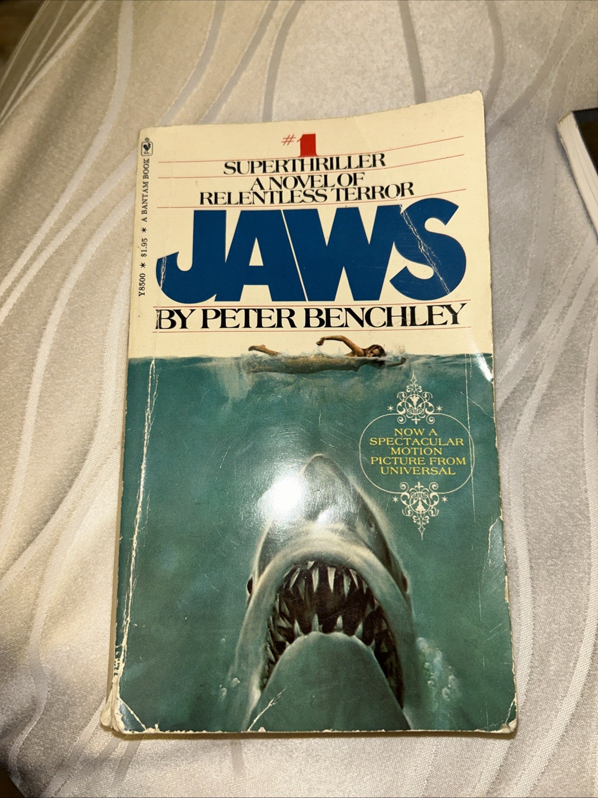 Jaws by Peter Benchley 1975 16th Paperback Edition, Bantam Vintage