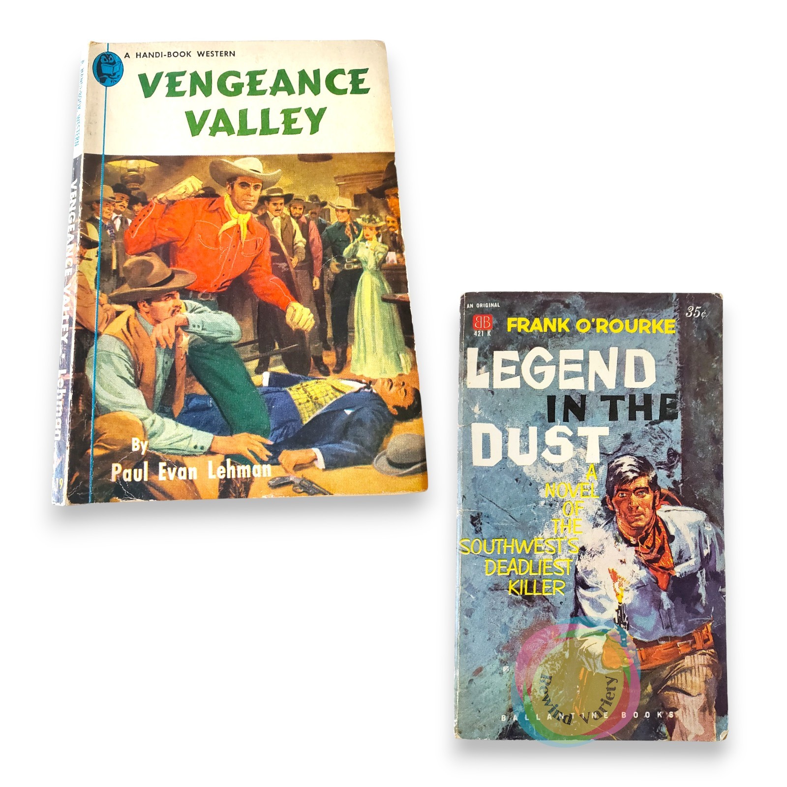 Vintage Western Pulp Fiction Paperback Book Lot Vengeance Valley Legend In Dust