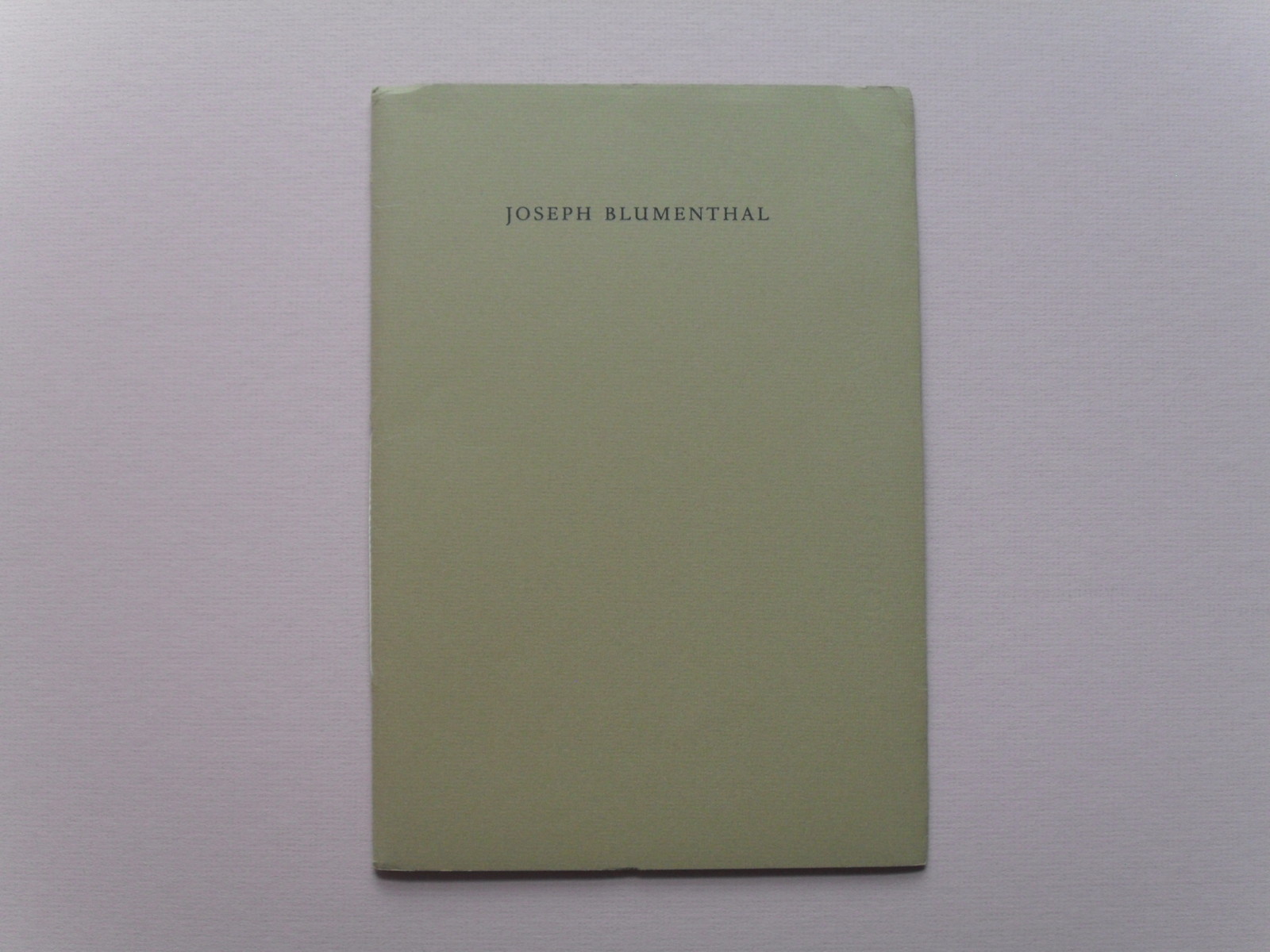 Joseph Blumenthal (1897-1990) – Limited ed. 1/400 – The Typophiles, 1991