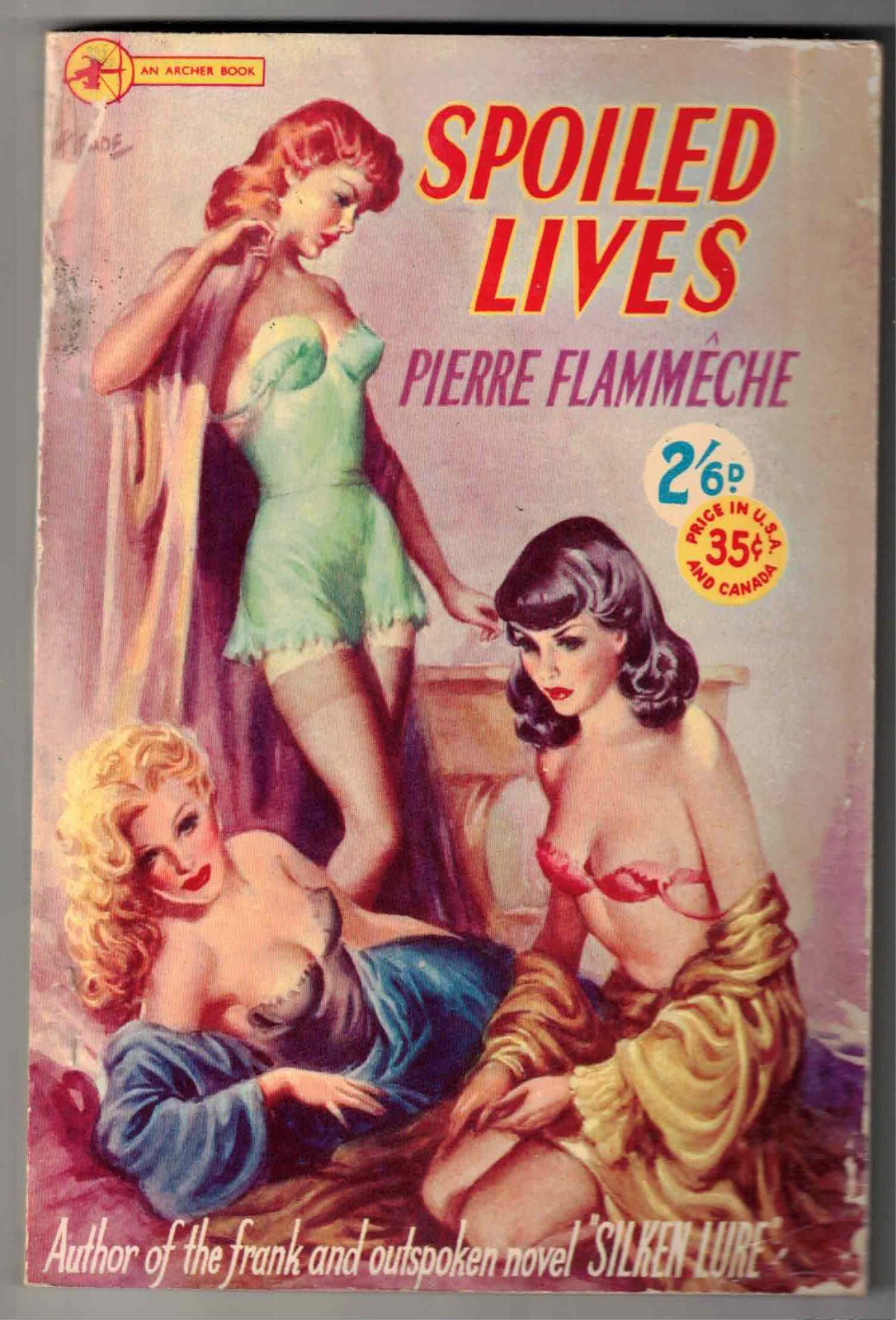 SPOILED LIVES 1952 GGA COVER VINTAGE SLEAZE PAPERBACK!