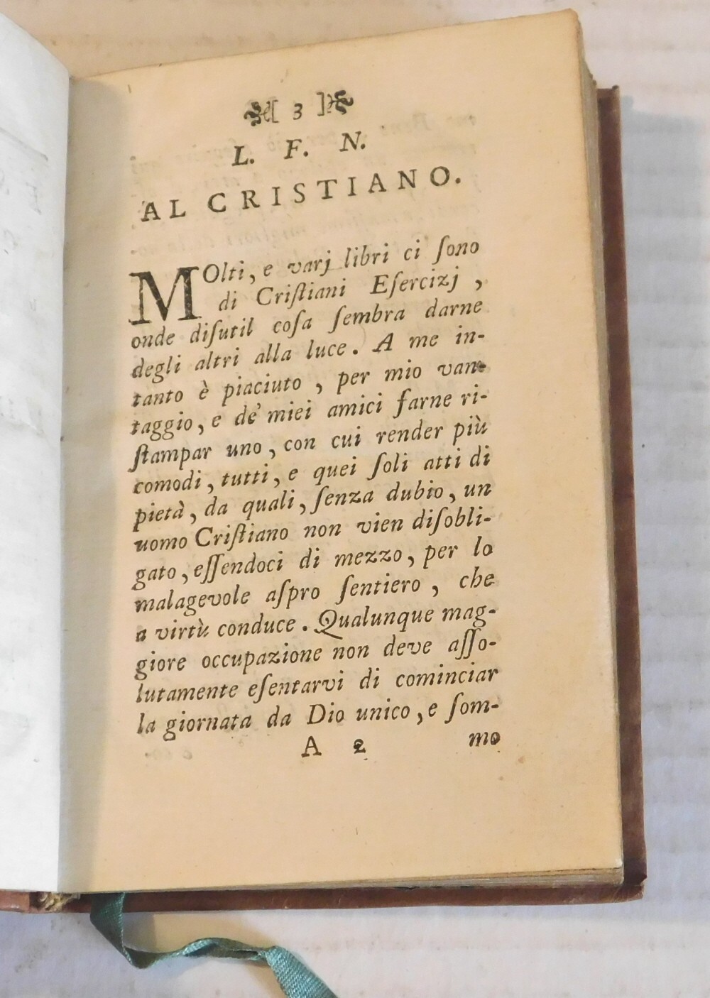 1785 PRIVATELY PUBLISHED SPIRITUAL EXERCISES by LIARCAO FLUARICE NEAPERY Italian