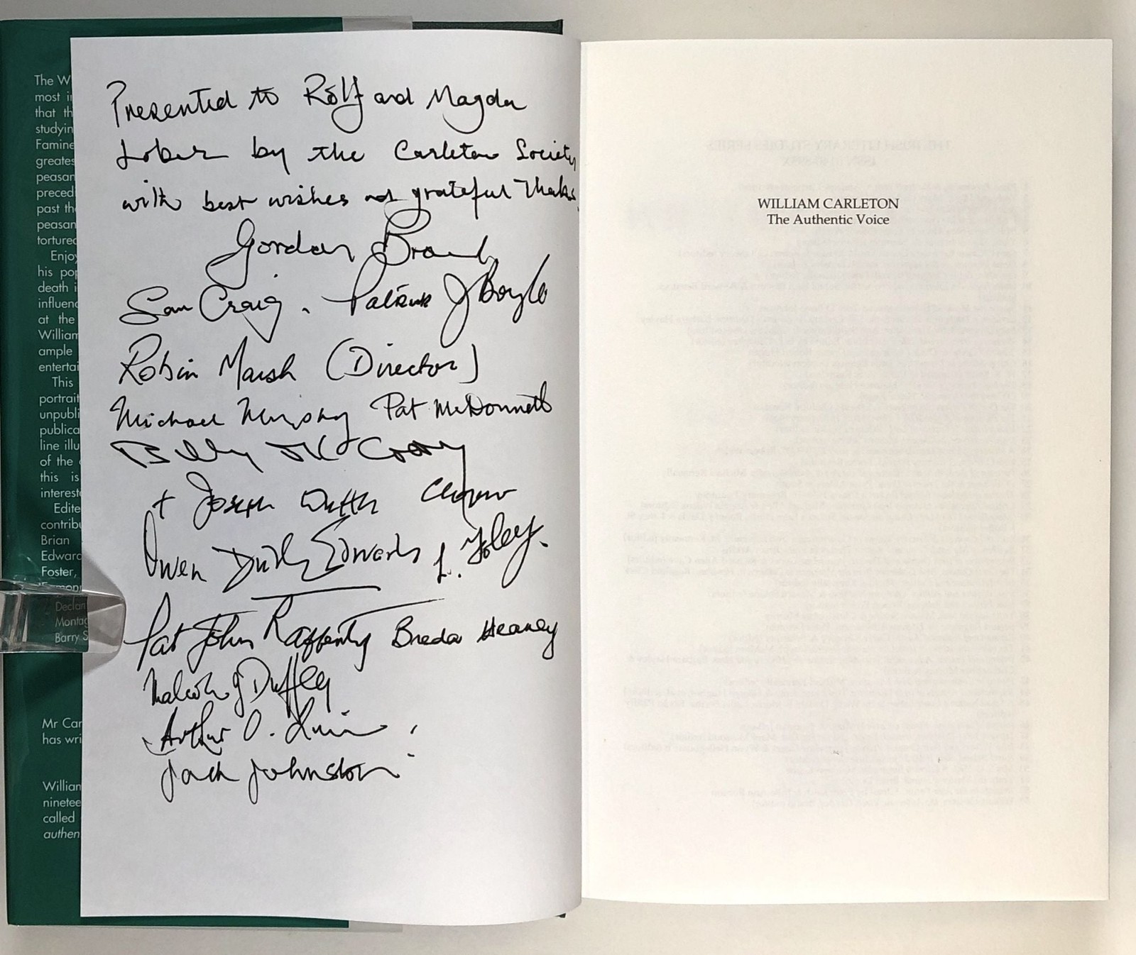 Gordon Brand / William Carleton The Authentic Voice Irish Literary Signed 1st ed